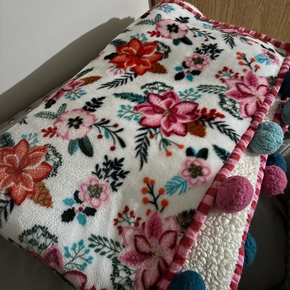 Matilda Jane Floral Throw Blanket - Pink, Red, Blue